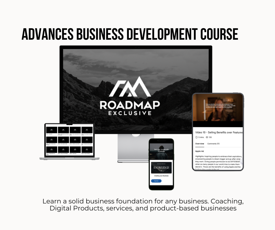The Roadmap Exclussive Business Course blends business fundamentals with insights from an experienced owner, offering a broad perspective that extends beyond digital products. It emphasizes the importance of preparation, realistic expectations, and a strong mindset for navigating business challenges whether online or offline. Learn advanced Branding, Automations, Sales & Marketing, Building and so much more.