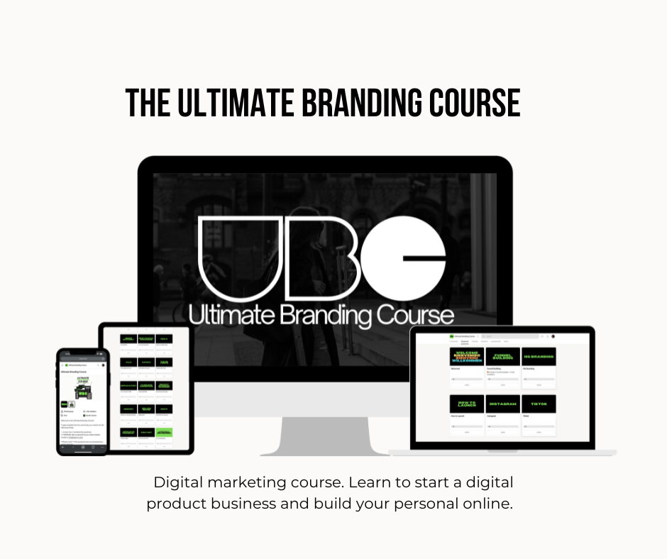 The Ultimate Branding Course teaches you the secrets of effective branding AND gives you all the tools you need to start selling online with focus on Social media whether you have a faceless or faceforward personal brand. It time to monetize your influence Available in English, French, Deutch and Portugues.