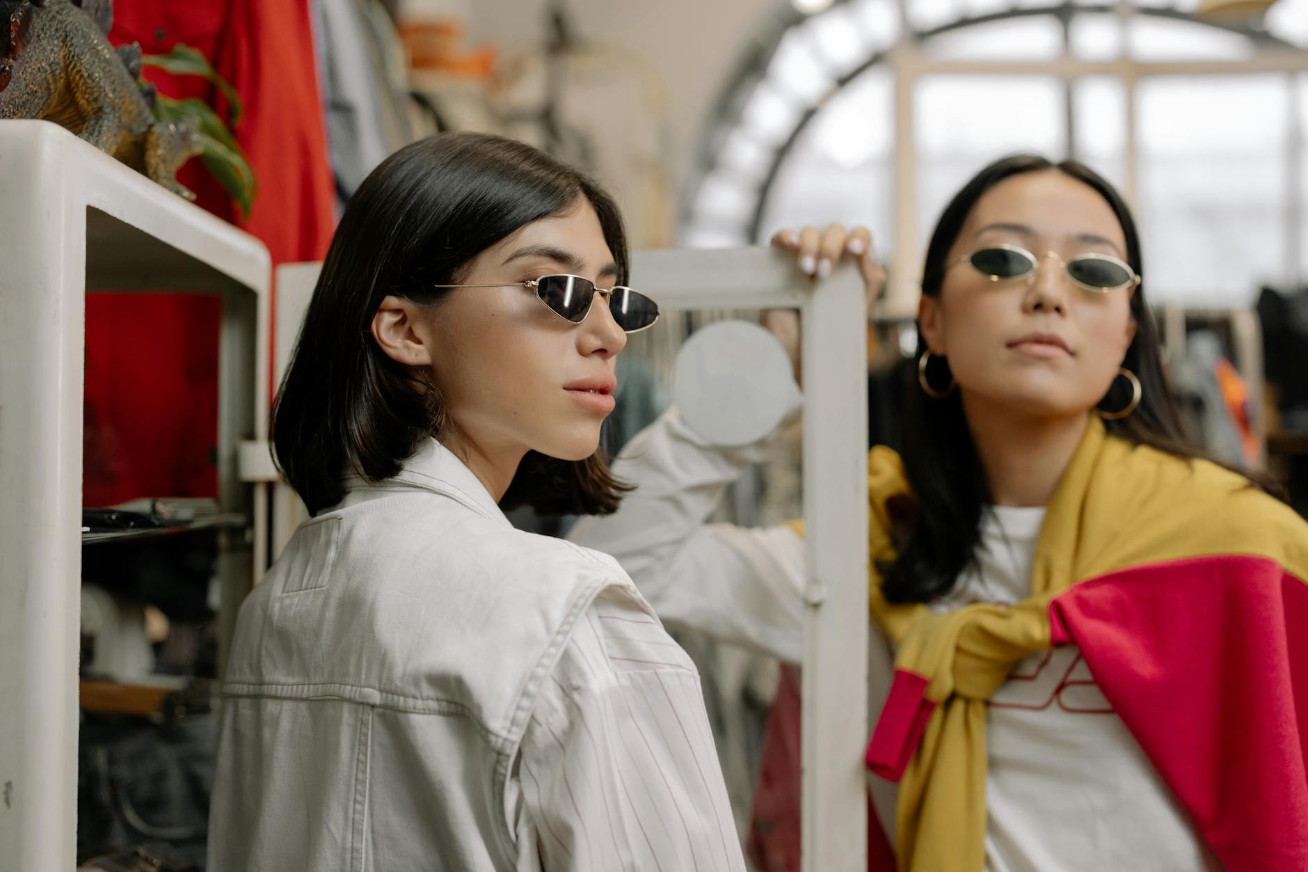 women wearing fashionable sunglasses