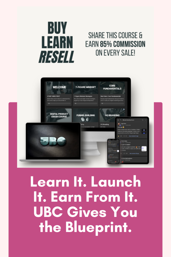 An image of multiple computers and ipad, on screen ultimate branding course.