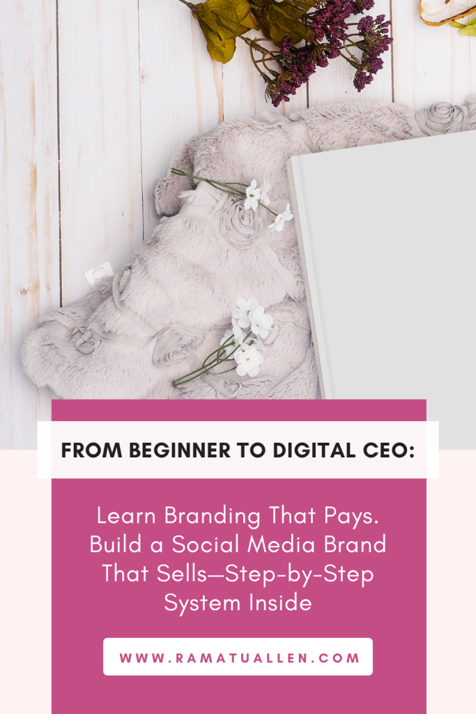 An image of a laptop and branding elements with writing about the ultimate branding course